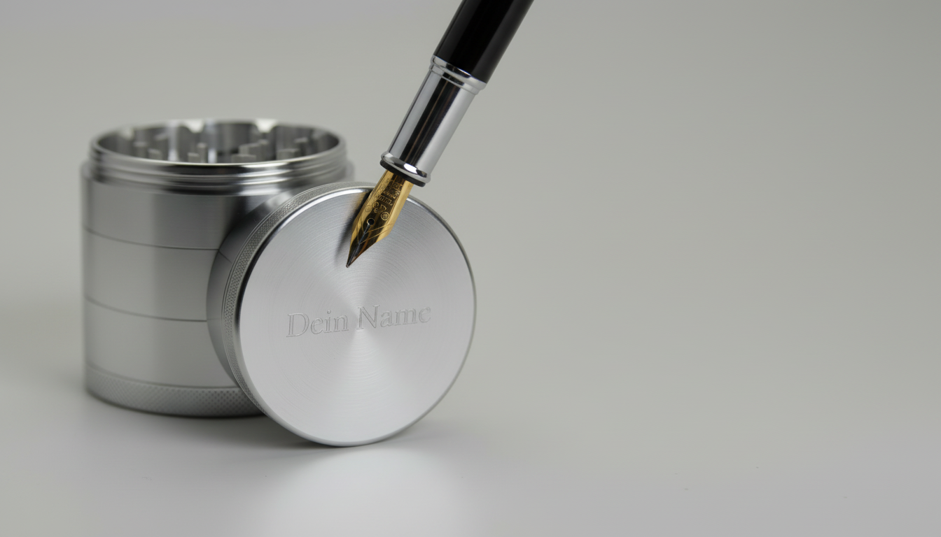 MedGrind Premium Grinder aus passiviertem Edelstahl mit Name-Gravur, hochwertiges medizinisches Edelstahlprodukt